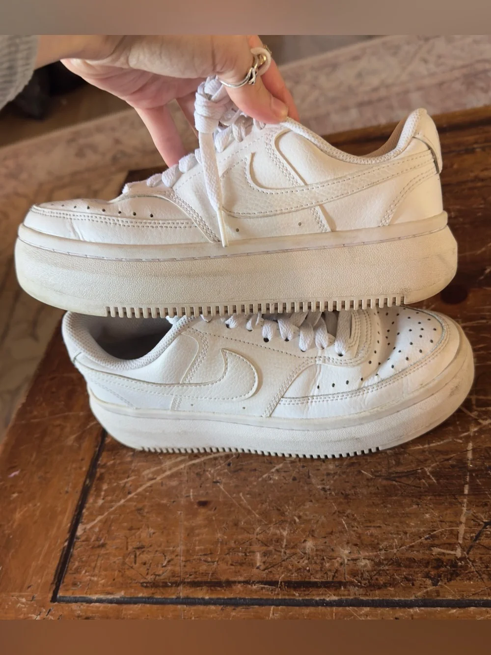 White Women's Platform Sneaker - Branded Athletic Style